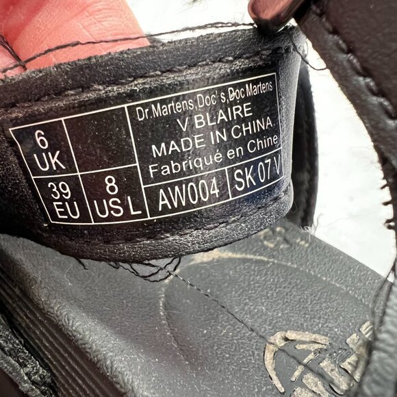 Dr Martens Vegan Blaire sandals US womens 8 black faux leather buckle chunky doc - Picture 11 of 11